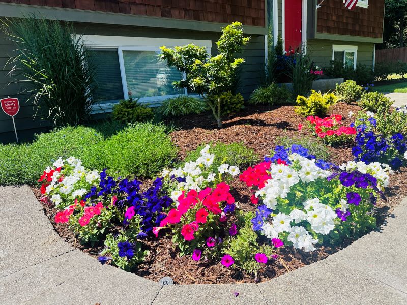 Flower beds and landscaping
